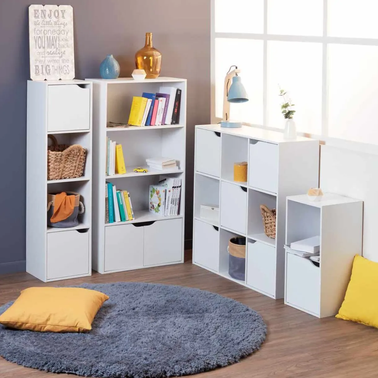 Rangement|Gifi Étagère Adam en bois blanc 4 niches