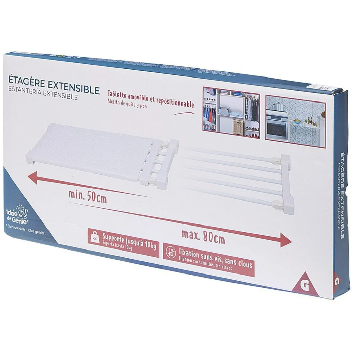 Rangement|Gifi Étagère amovible extensible blanche 50/80 cm