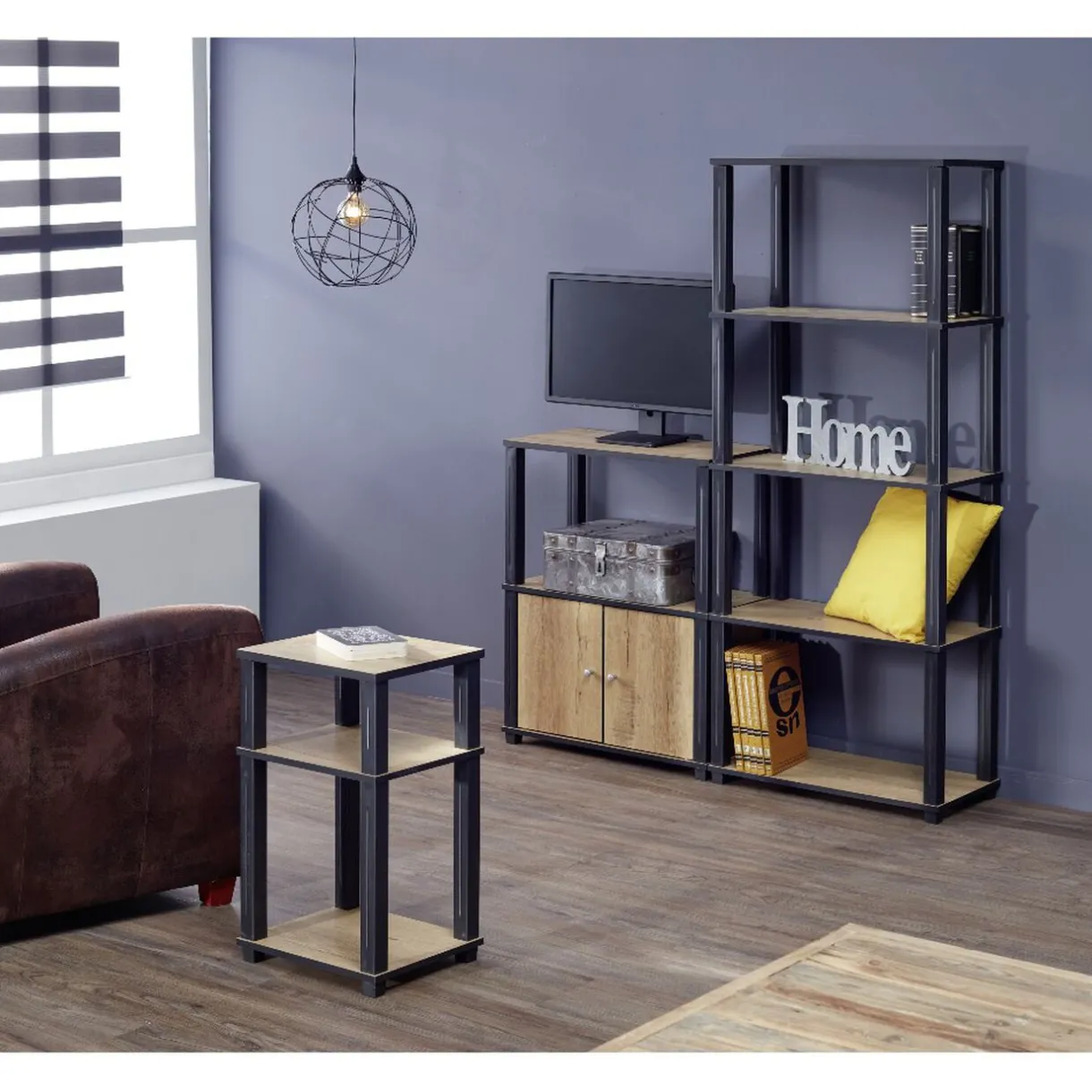 Rangement|Gifi Étagère bois 5 niveaux naturel et noir