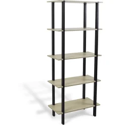 Rangement|Gifi Étagère Damian 5 niveaux en bois noir et naturel