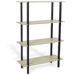 Rangement|Gifi Étagère Damian 4 niveaux en bois noir et naturel