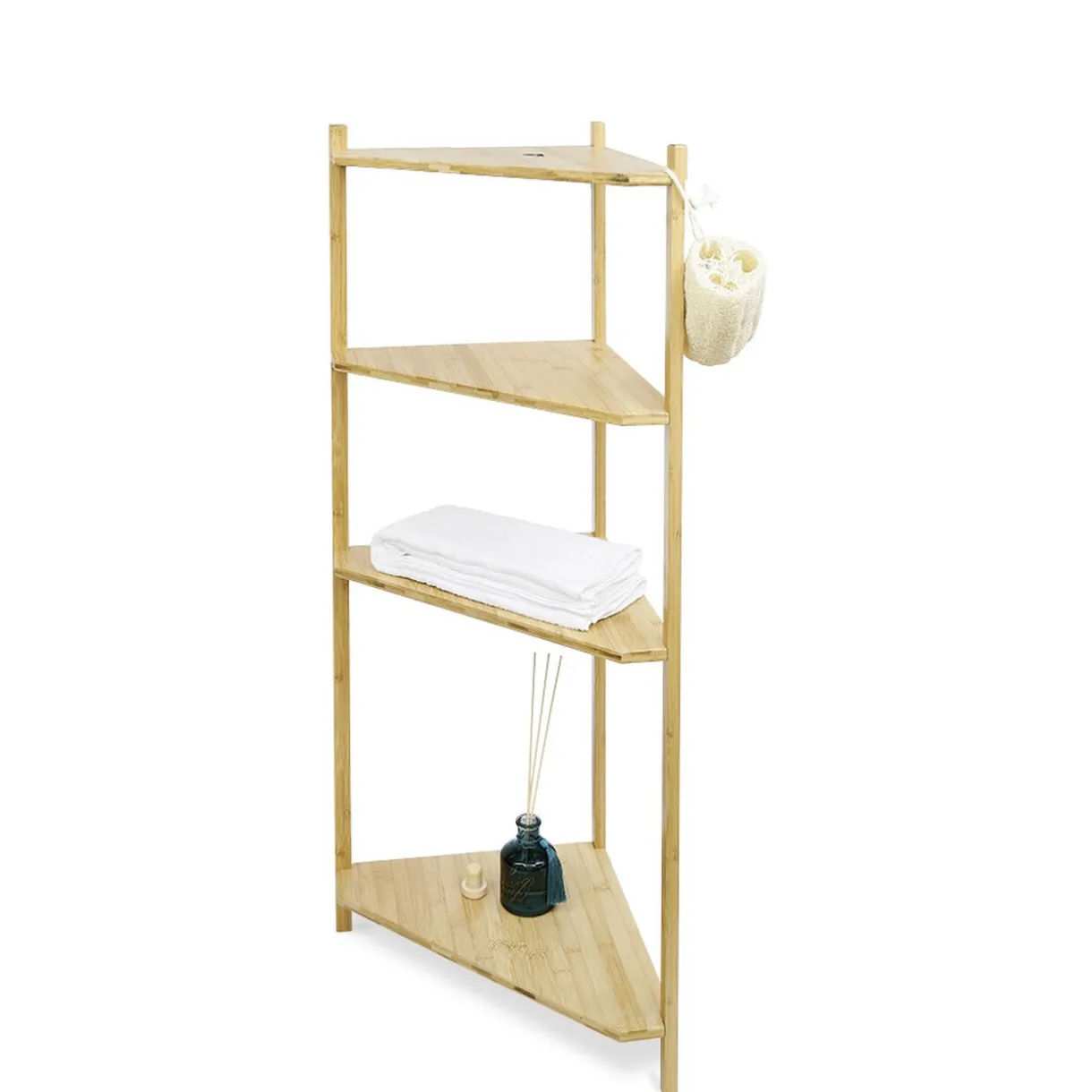 Hot Gifi Étagère d'angle bambou 4 niveaux