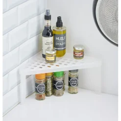 Étagère d'angle cuisine plastique blanc^Gifi Discount