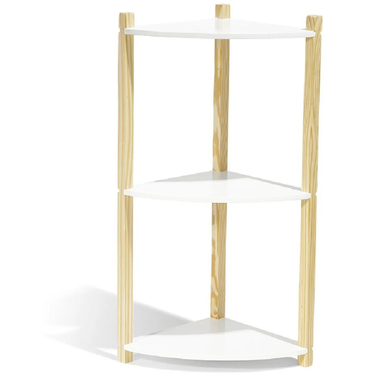 Rangement|Gifi Étagère d'angle en pin blanc et naturel 3 niveaux