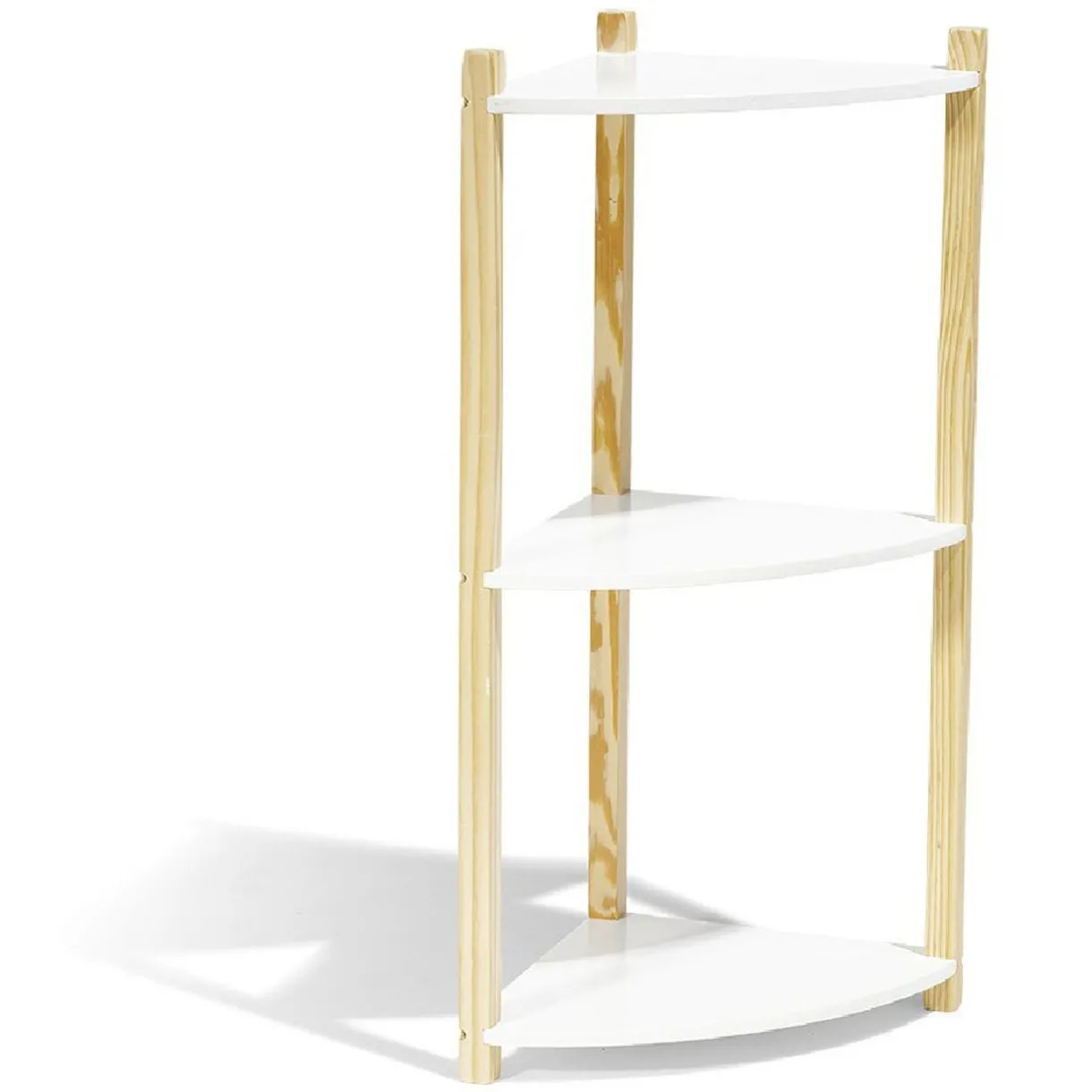 Rangement|Gifi Étagère d'angle en pin blanc et naturel 3 niveaux