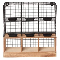 Étagère de cuisine 6 casiers pour épices noir naturel^Gifi