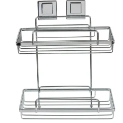 Clearance Gifi Étagère de douche 2 niveaux à ventouse gris