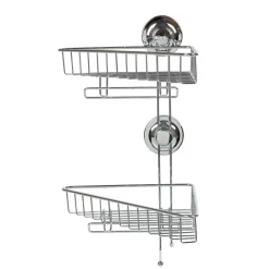 Gifi Étagère de douche 2 paniers d angle à ventouse gris