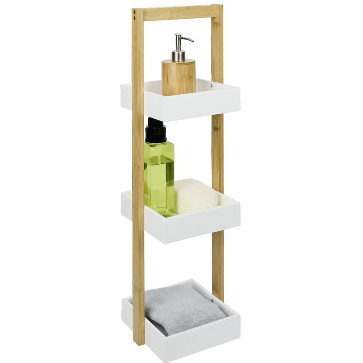 Clearance Gifi Étagère de salle de bain à 3 niveaux bambou 22x24xH73cm