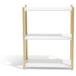 Rangement|Gifi Étagère en pin blanc et naturel 3 niveaux