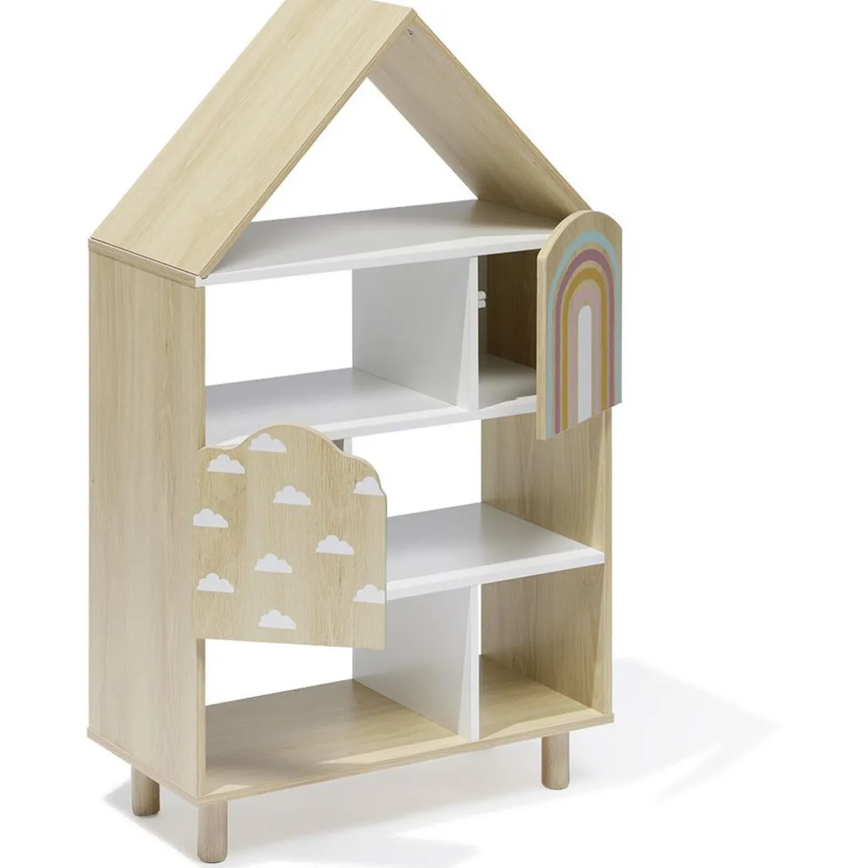 Rangement|Gifi Étagère enfant 7 cases design nuage arc en ciel - L60,5xP30xH100 cm
