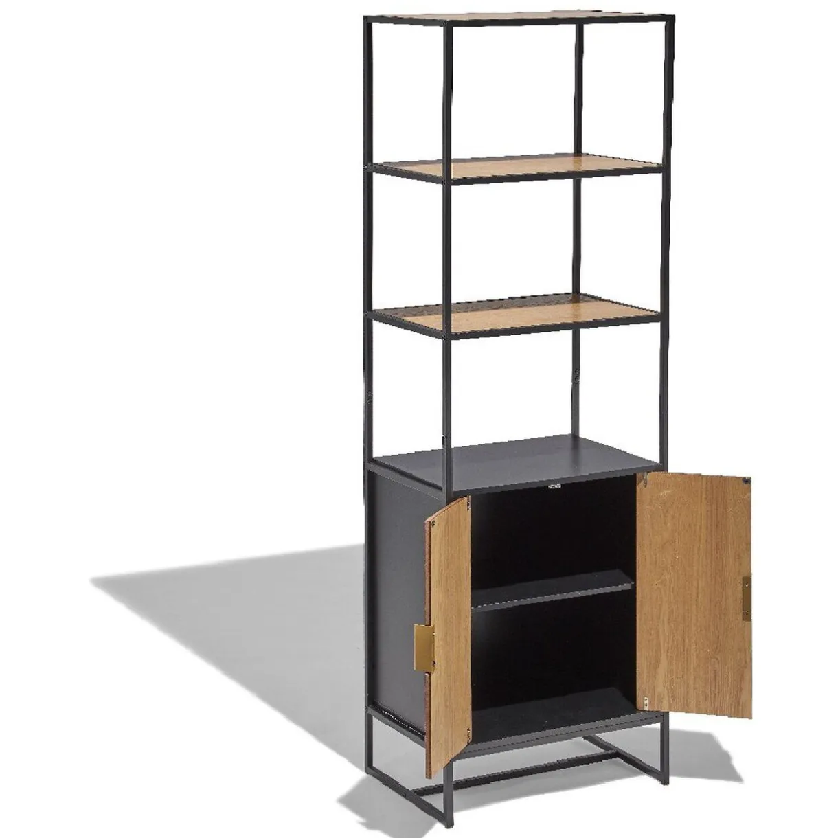 Rangement|Gifi Étagère Eole noire et miel 2 portes