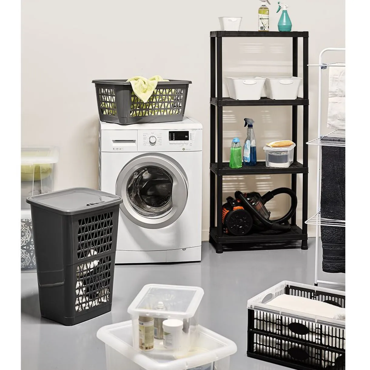 Rangement|Gifi Étagère plastique noir 4 niveaux L60xl30xH138cm