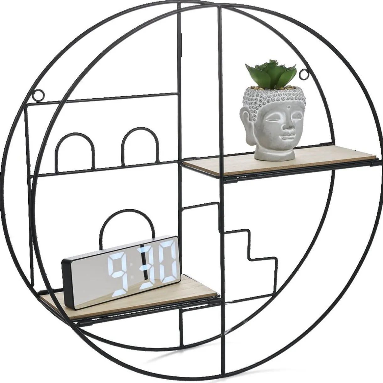 Rangement|Gifi Étagère pliante ronde métal et bois Ø45x11cm