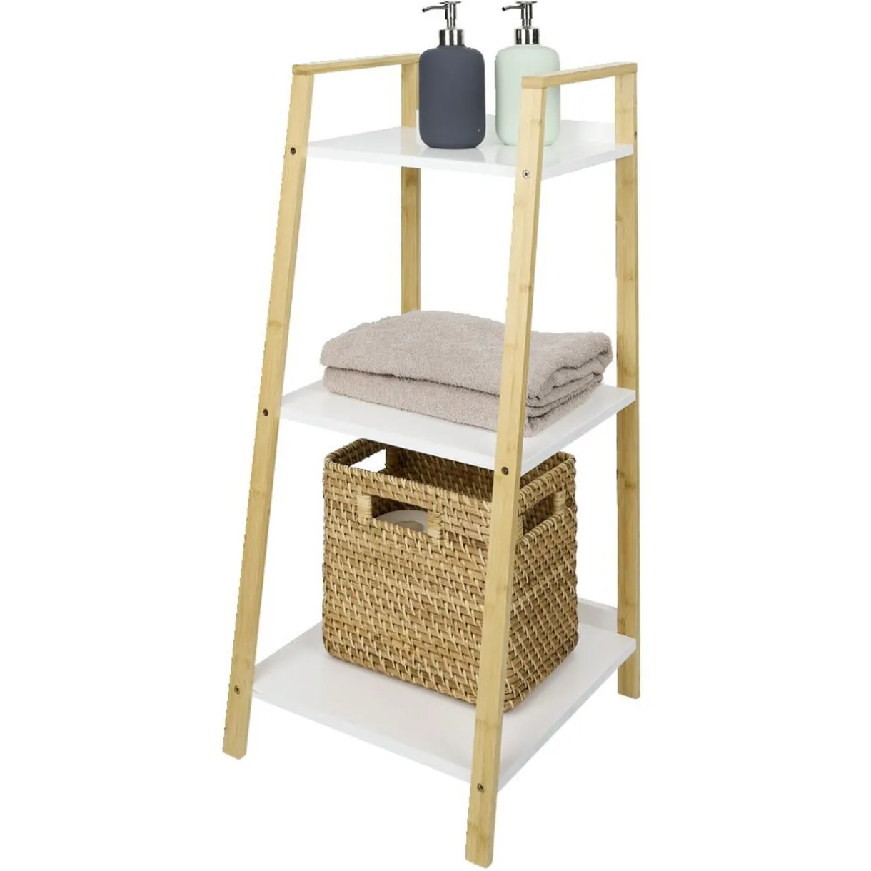 Hot Gifi Étagère salle de bain 3 niveaux bambou 34,5x36xH76cm