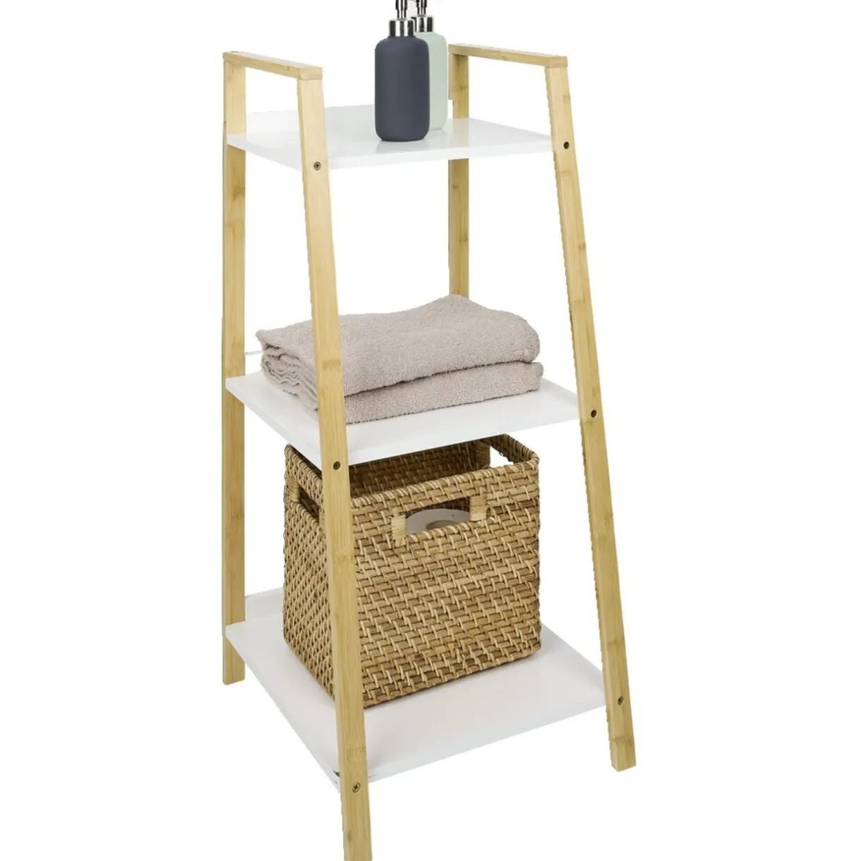 Hot Gifi Étagère salle de bain 3 niveaux bambou 34,5x36xH76cm