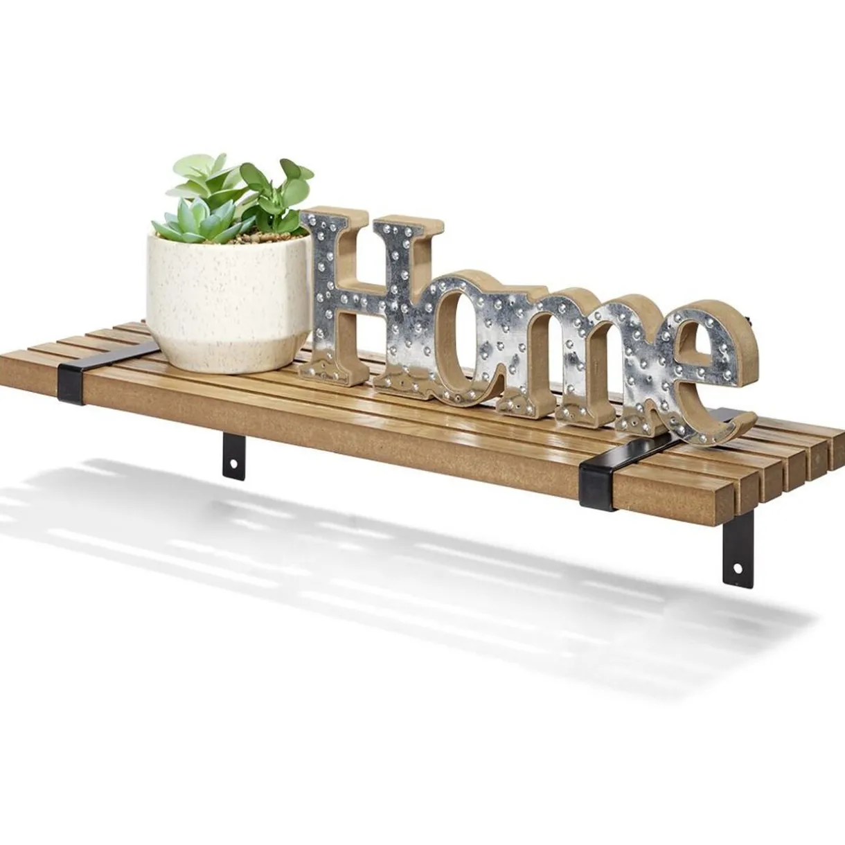 Rangement|Gifi Étagère striée en bois L55xl15cm