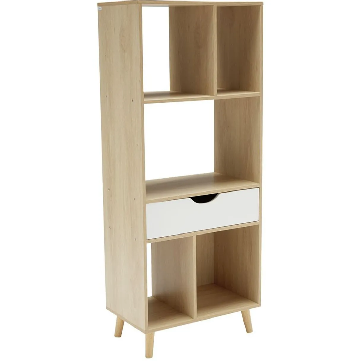 Rangement|Gifi Étagère sur pieds 5 compartiments 1 tiroir blanc naturel