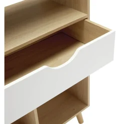 Rangement|Gifi Étagère sur pieds 5 compartiments 1 tiroir blanc naturel