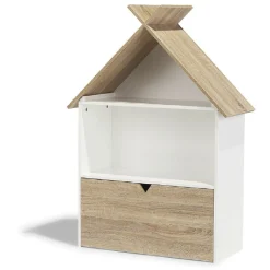 Rangement|Gifi Étagère Woody blanche et bois clair 1 tiroir 2 niches
