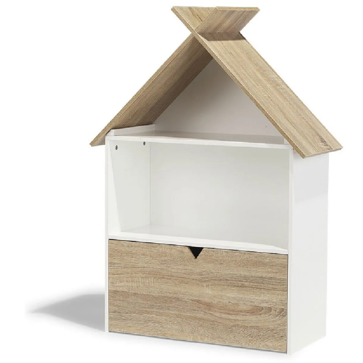 Rangement|Gifi Étagère Woody blanche et bois clair 1 tiroir 2 niches