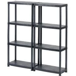 Rangement|Gifi Étagères noires en plastique 4 niveaux x2