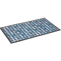 Nettoyage Et Entretien|Gifi Tapis anti poussière rectangulaire motif losange bleu et blanc