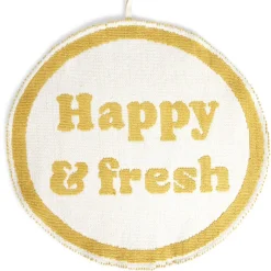 Clearance Gifi Tapis de bain Happy & Fresh rond Ø70cm coton jaune et blanc