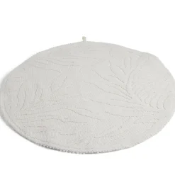 Clearance Gifi Tapis de bain motif feuilles rond Ø70cm coton beige