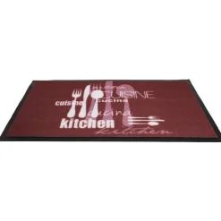 Nettoyage Et Entretien|Gifi Tapis de cuisine antidérapant rose motif couverts