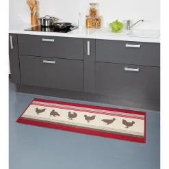 Nettoyage Et Entretien|Gifi Tapis de cuisine design poule rouge taupe