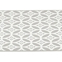 Nettoyage Et Entretien|Gifi Tapis de cuisine en vinyle imprimé rosace blanc et gris L. 99 cm