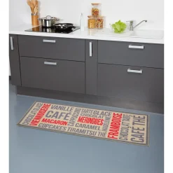Nettoyage Et Entretien|Gifi Tapis de cuisine gris beige et rouge