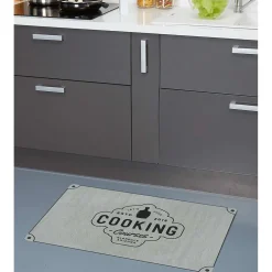Nettoyage Et Entretien|Gifi Tapis de cuisine gris polyamide décor Cooking courses 80x50 cm