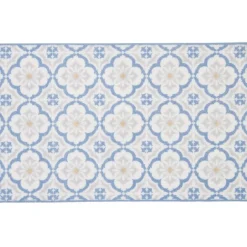 Nettoyage Et Entretien|Gifi Tapis de cuisine imprimé carreau de ciment bleu et blanc 80x50cm