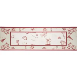 Nettoyage Et Entretien|Gifi Tapis de cuisine imprimé rouge et blanc 150 x 45 cm