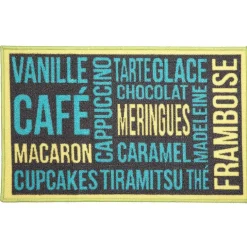 Nettoyage Et Entretien|Gifi Tapis de cuisine inscription thème gourmand bleu et vert