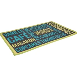 Nettoyage Et Entretien|Gifi Tapis de cuisine inscription thème gourmand bleu et vert