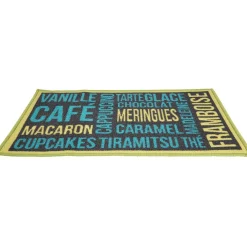 Nettoyage Et Entretien|Gifi Tapis de cuisine inscription thème gourmand bleu et vert