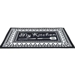 Nettoyage Et Entretien|Gifi Tapis de cuisine My Kitchen noir et blanc 50x70cm