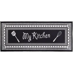 Nettoyage Et Entretien|Gifi Tapis de cuisine My Kitchen noir et blanc 50x120cm