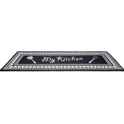 Nettoyage Et Entretien|Gifi Tapis de cuisine My Kitchen noir et blanc 50x120cm