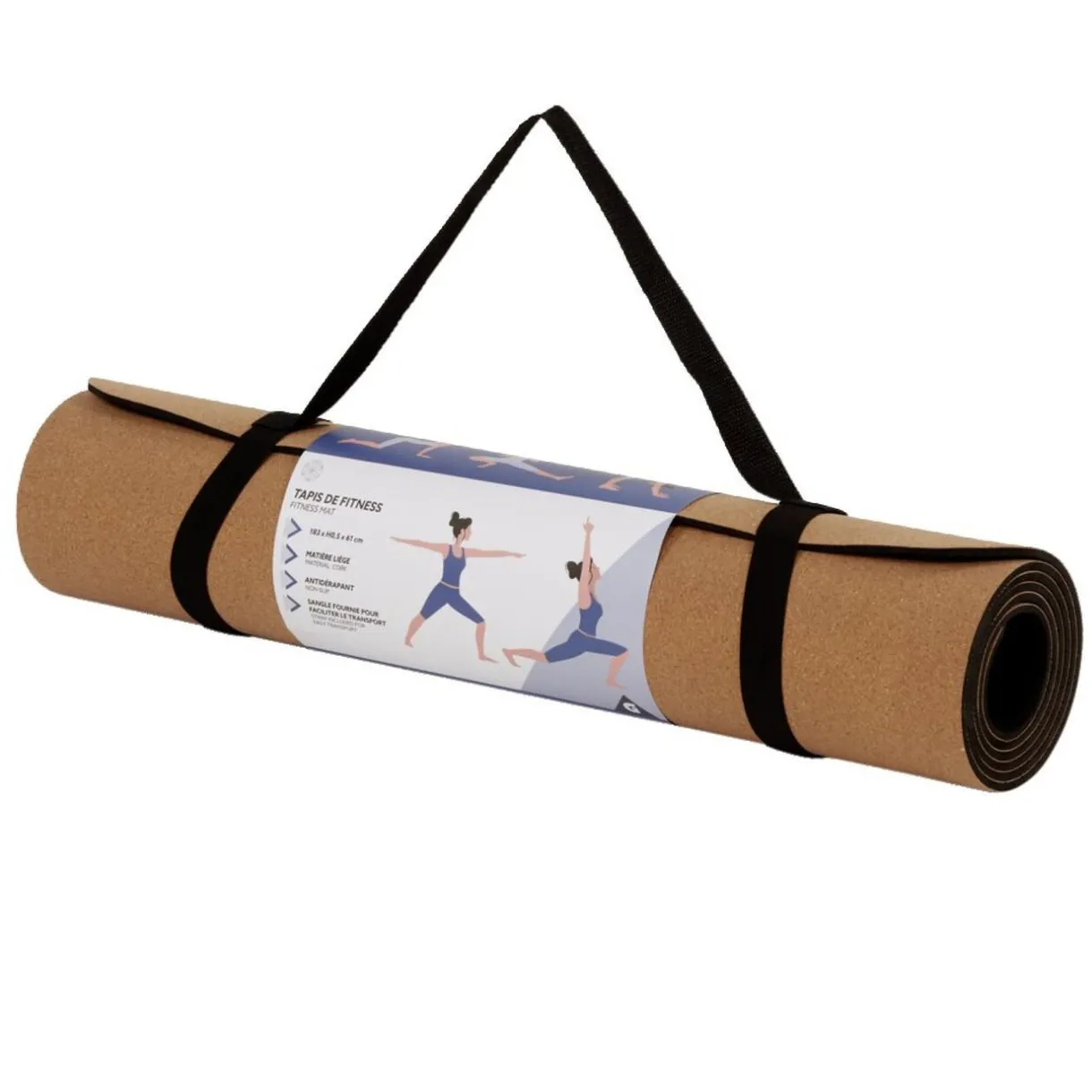 Gifi Tapis de fitness yoga en liège antidérapant 183x61xép0,5cm