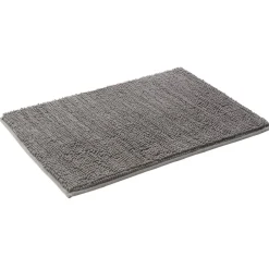 Hot Gifi Tapis de salle de bain chenille gris grand modèle