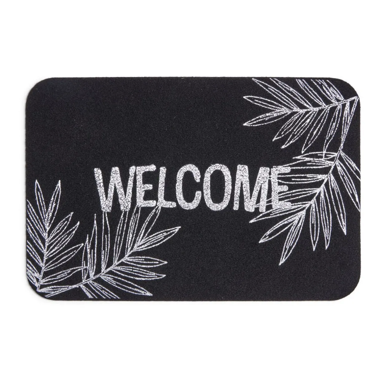 Nettoyage Et Entretien|Gifi Tapis d'entrée extérieur 40x60cm Welcome feuillage noir et blanc