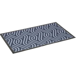 Nettoyage Et Entretien|Gifi Tapis entrée anti poussière rectangulaire motif vague bleu contour noir