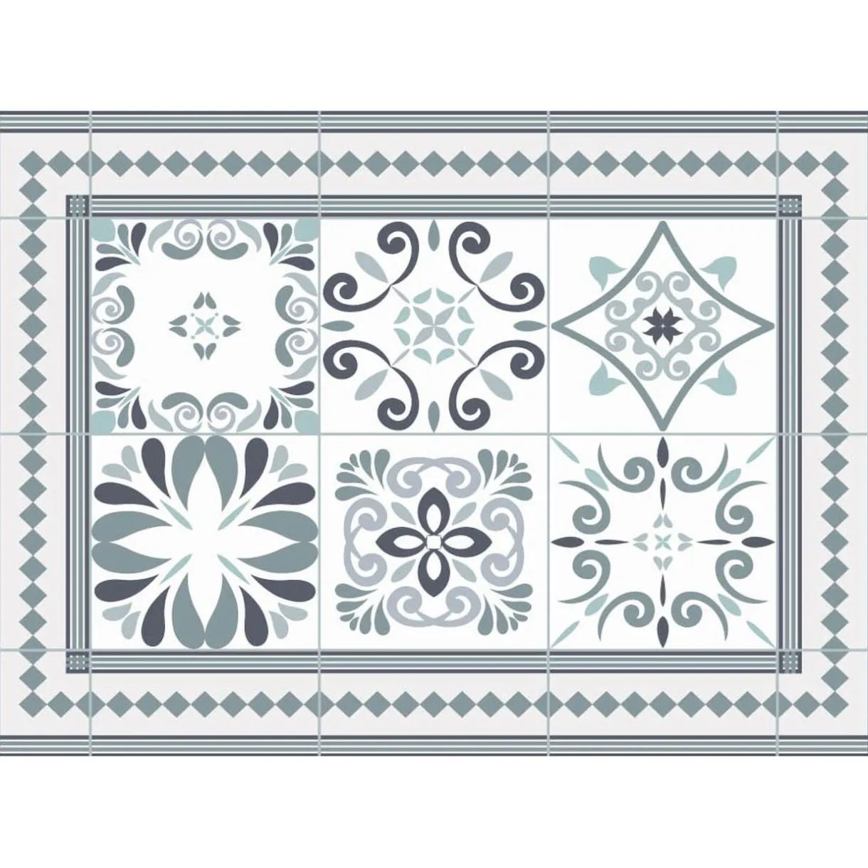 Nettoyage Et Entretien|Gifi Tapis rectangulaire vinyle motif carreau de ciment 70 x 49,5 cm