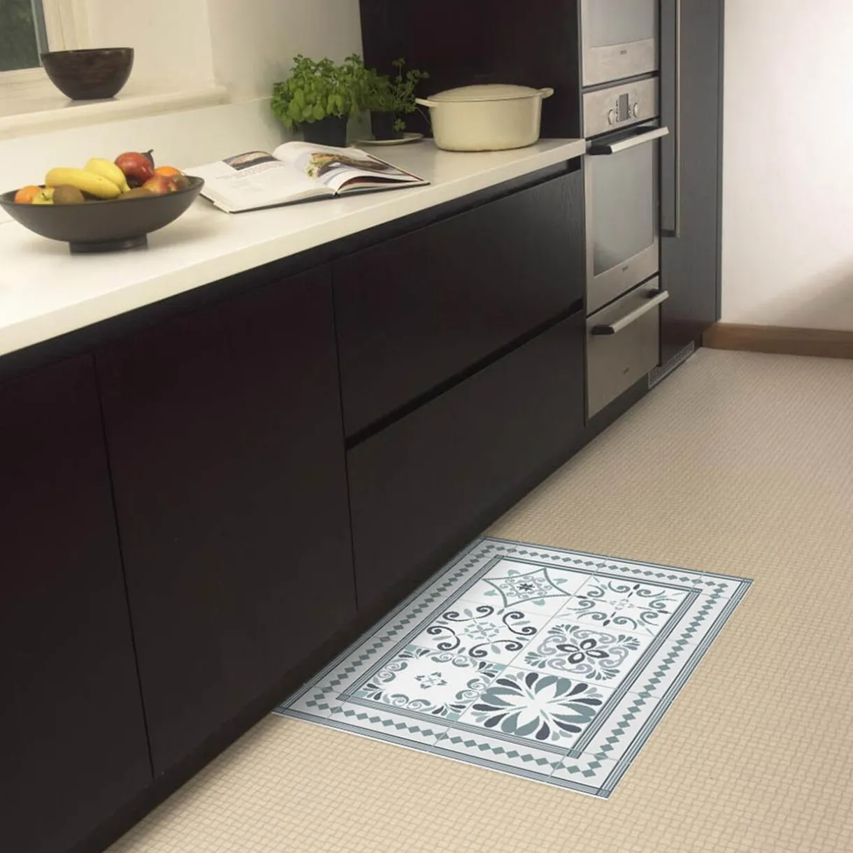 Nettoyage Et Entretien|Gifi Tapis rectangulaire vinyle motif carreau de ciment 70 x 49,5 cm