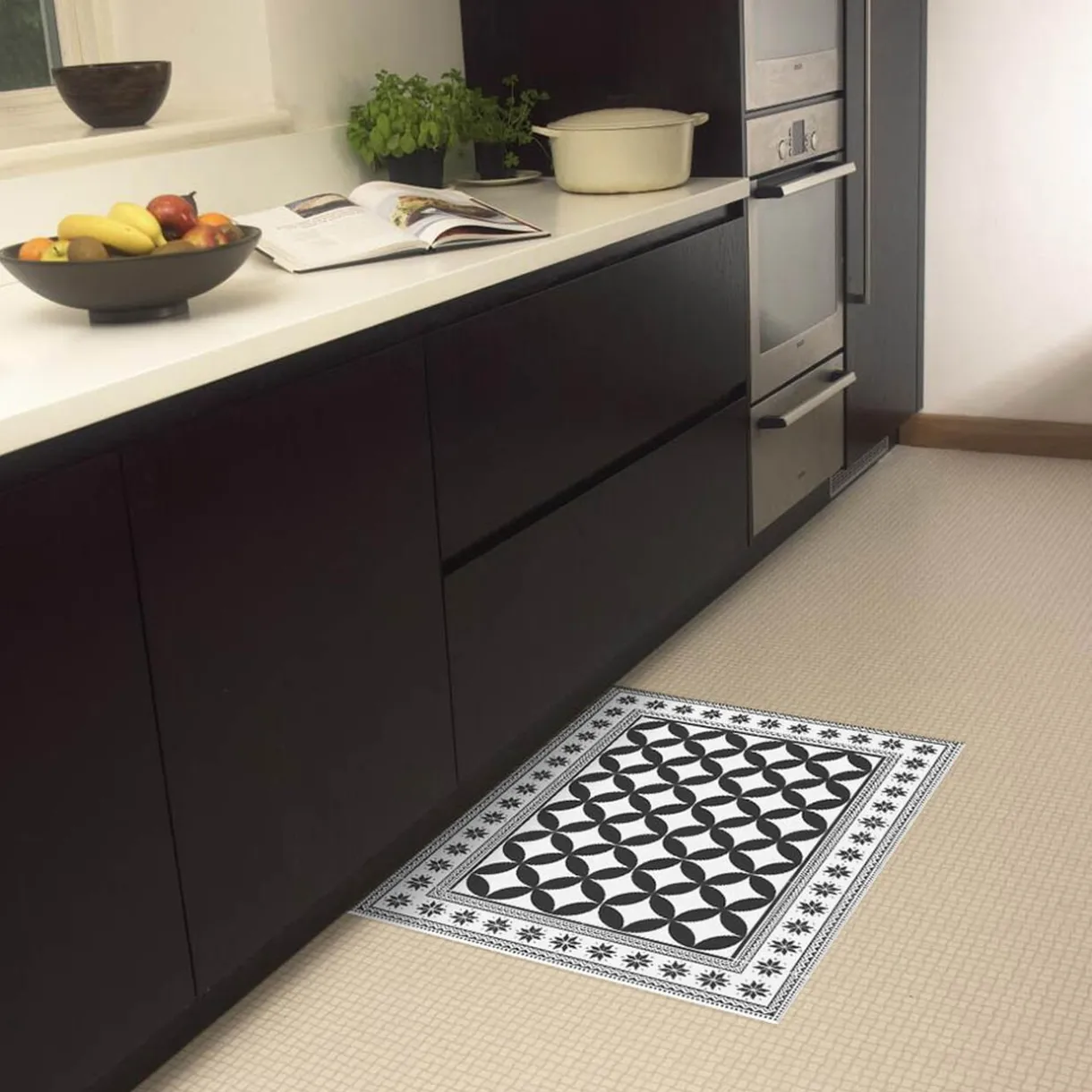 Nettoyage Et Entretien|Gifi Tapis rectangulaire vinyle motif carreau de ciment 70 x 49,5 cm