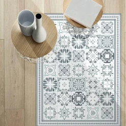 Nettoyage Et Entretien|Gifi Tapis rectangulaire vinyle motif carreau de ciment 120 x 90 cm